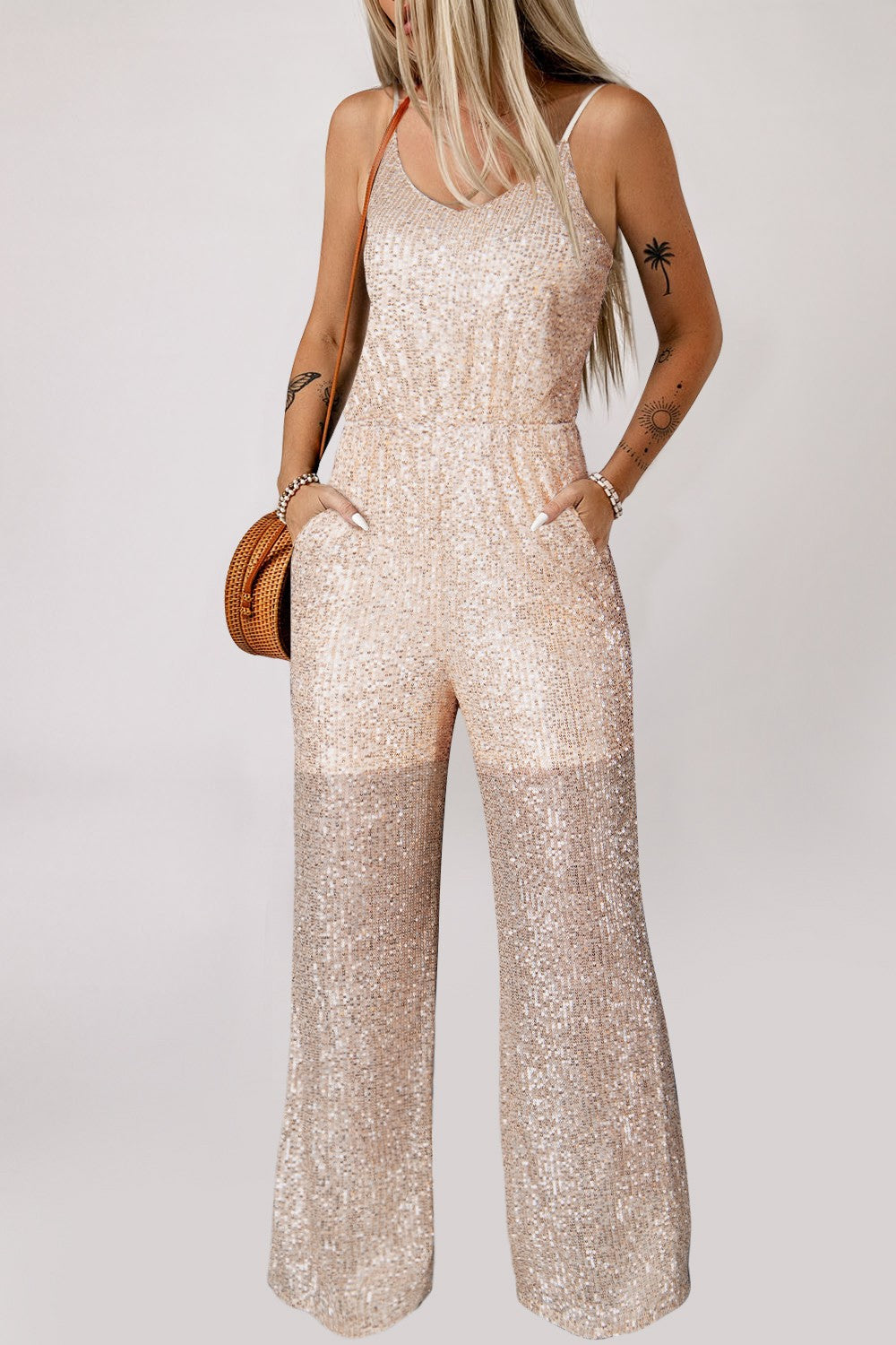 Glowing Sequin Luxe Wide Leg Jumpsuit