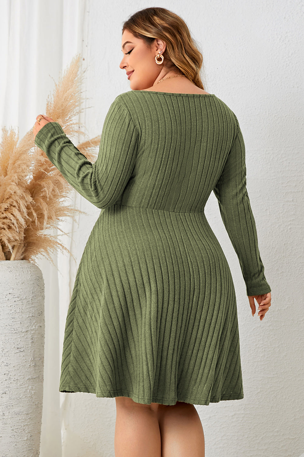 Honey Plus Size Sweetheart Ribbed Dress