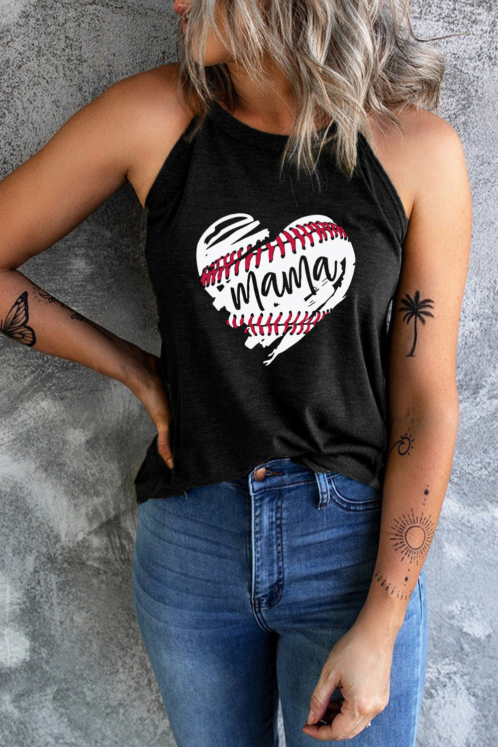 Heart MAMA Baseball Graphic Tank