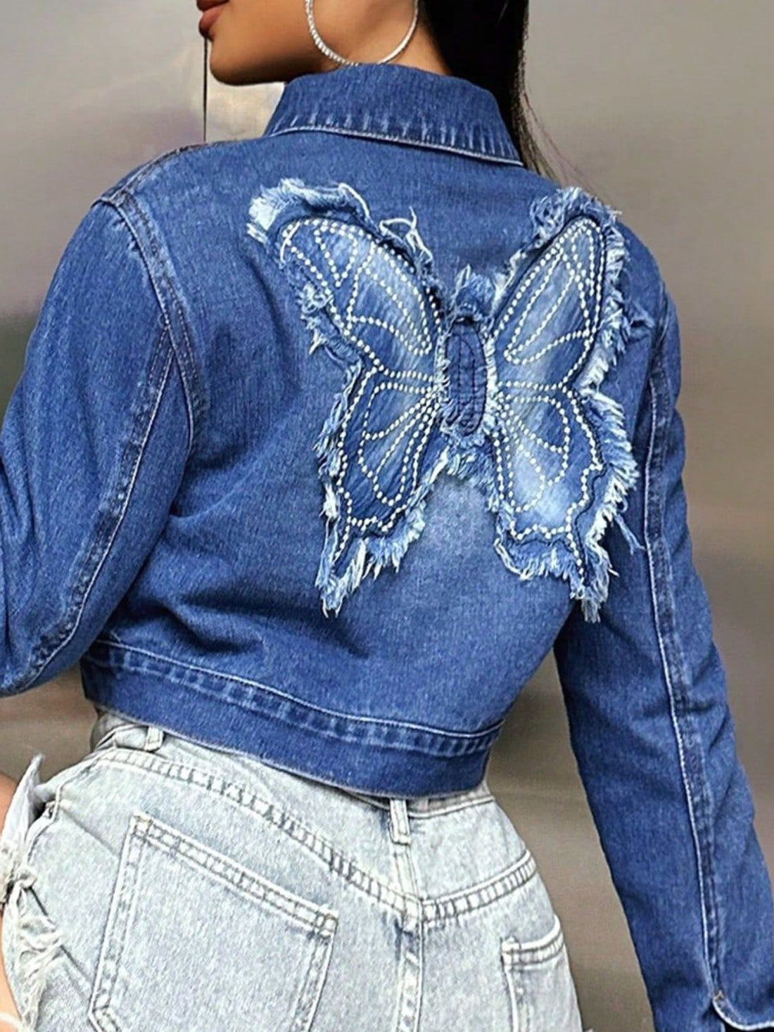 Butterfly Love Cropped Denim Top