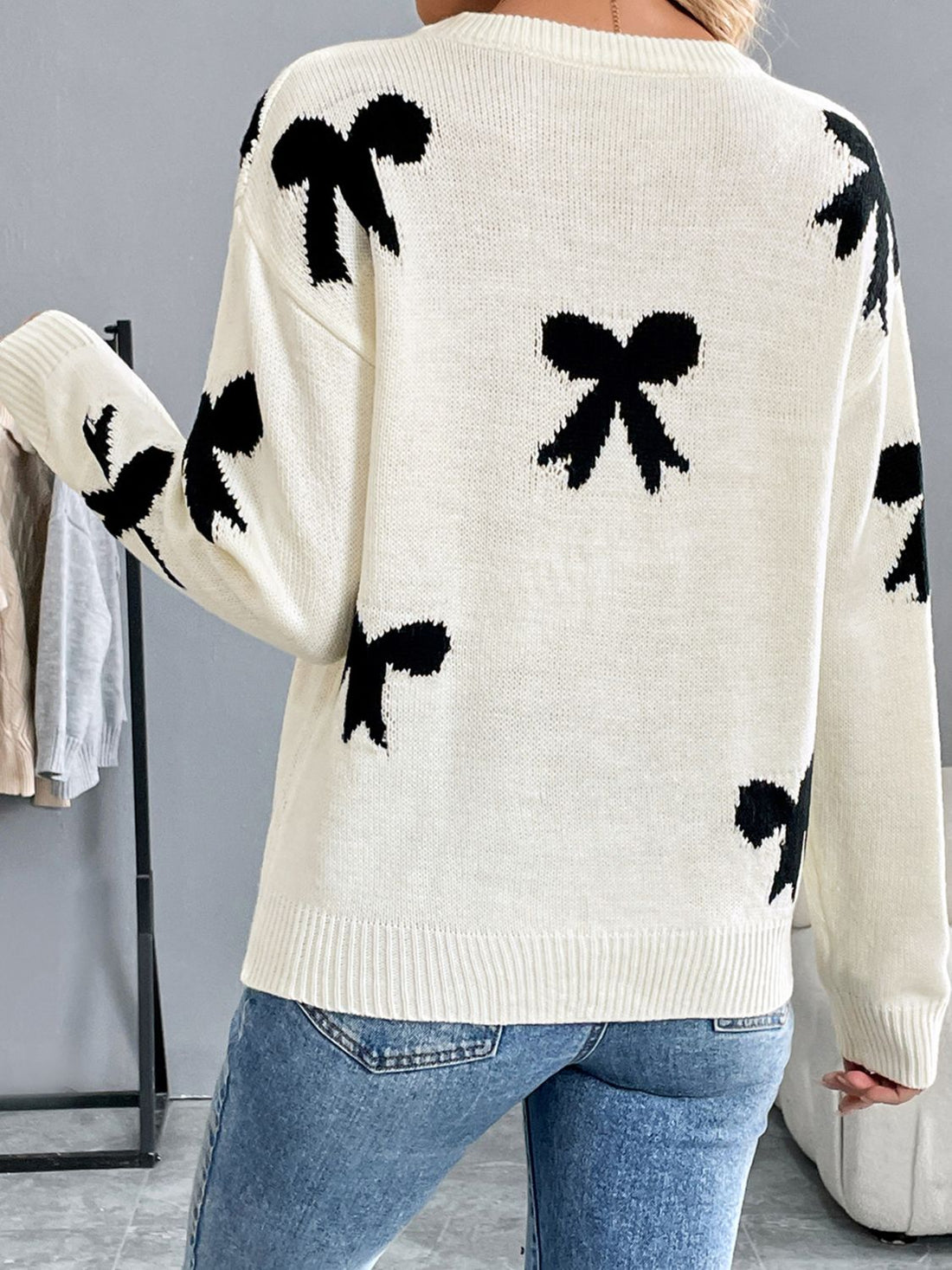 Perfee Bow Long Sleeve Sweater