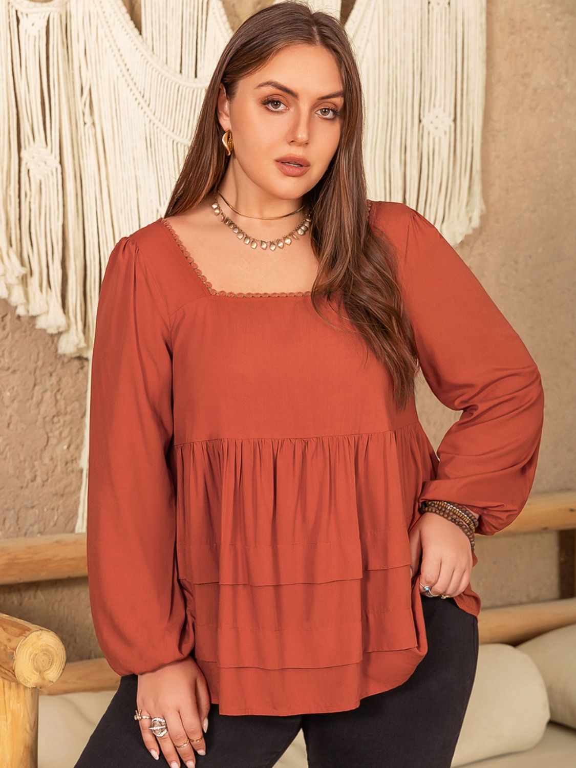 Plus Size Grace Square Blouse