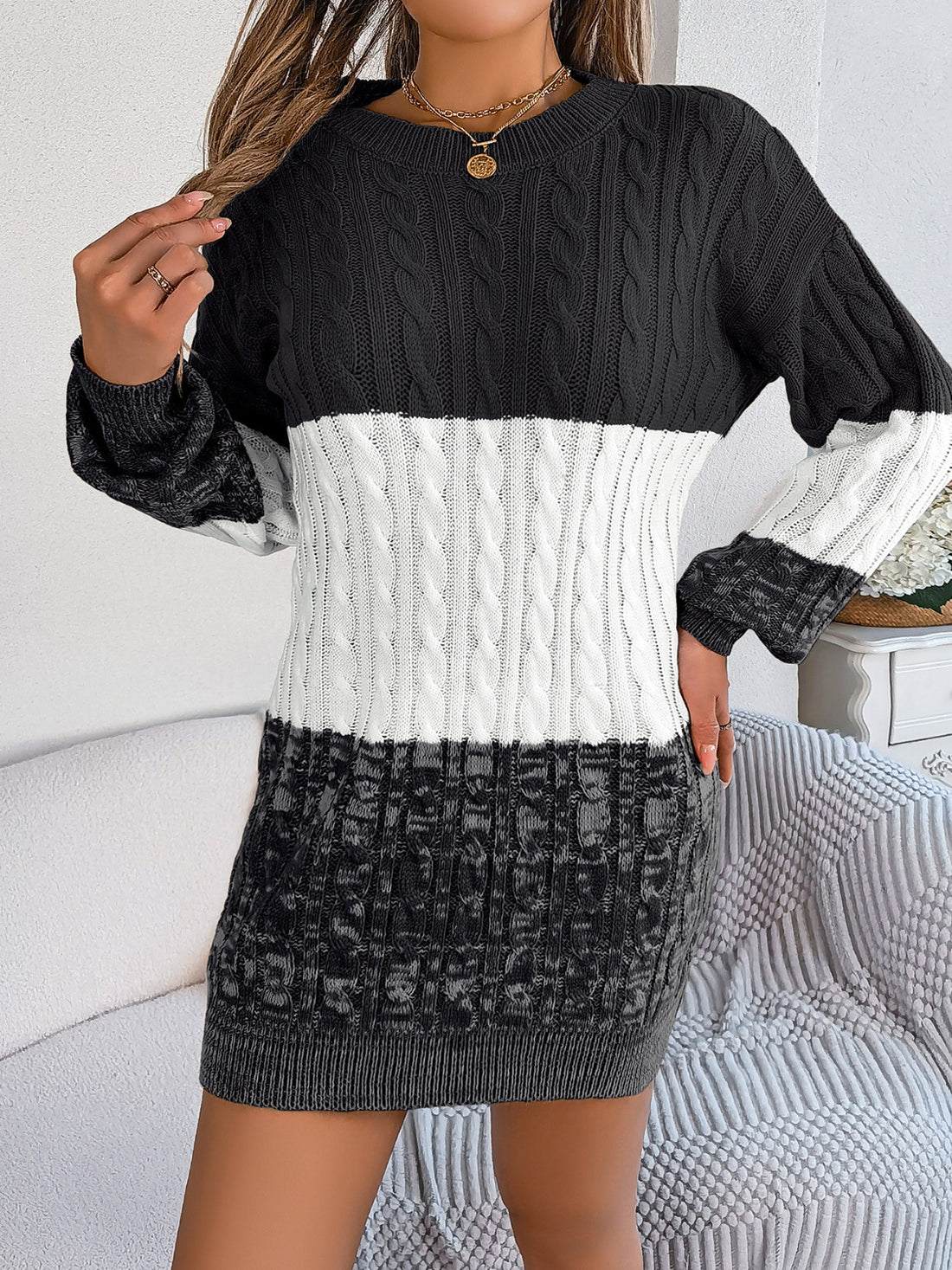 Jasmine Color Block Sweater Dress