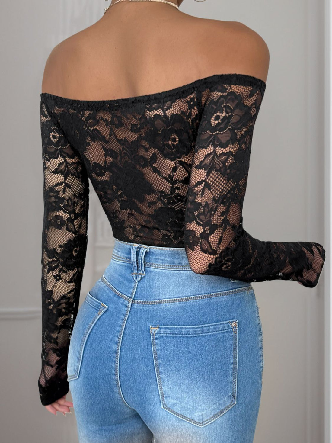 Alluring Perfee Lace Off-Shoulder Bodysuit