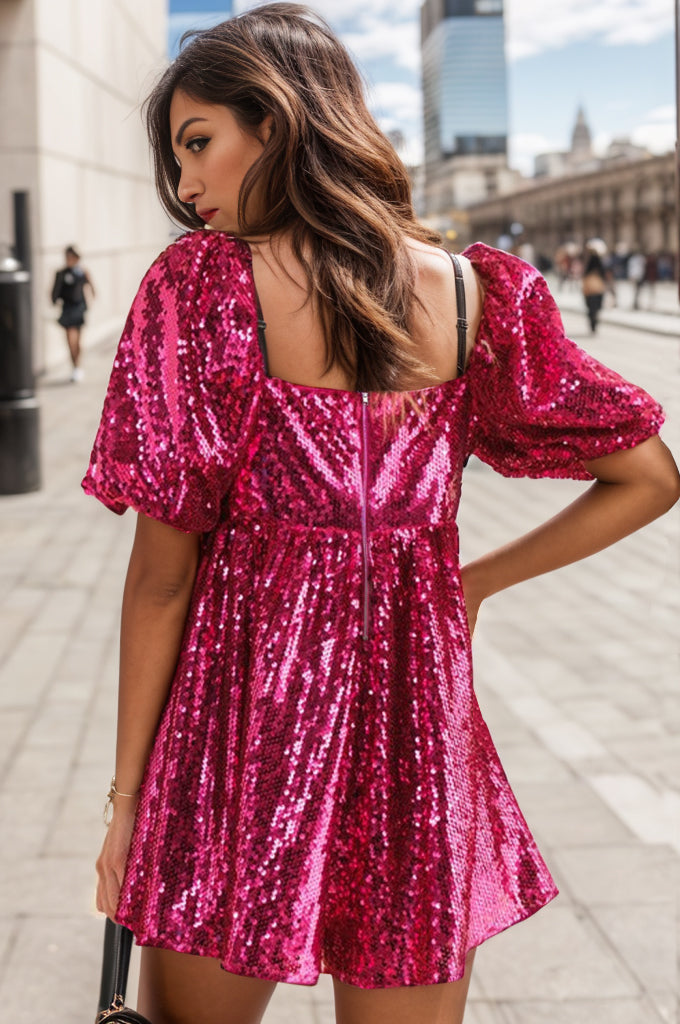 Luxe Sequin Balloon Sleeve  Romper