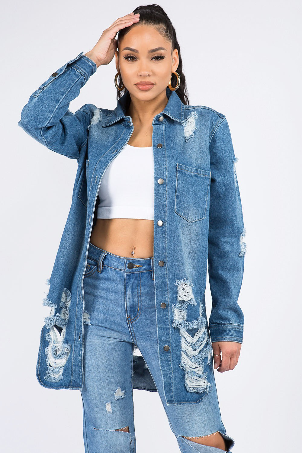 Distressed Denim Dream Shirt Jacket