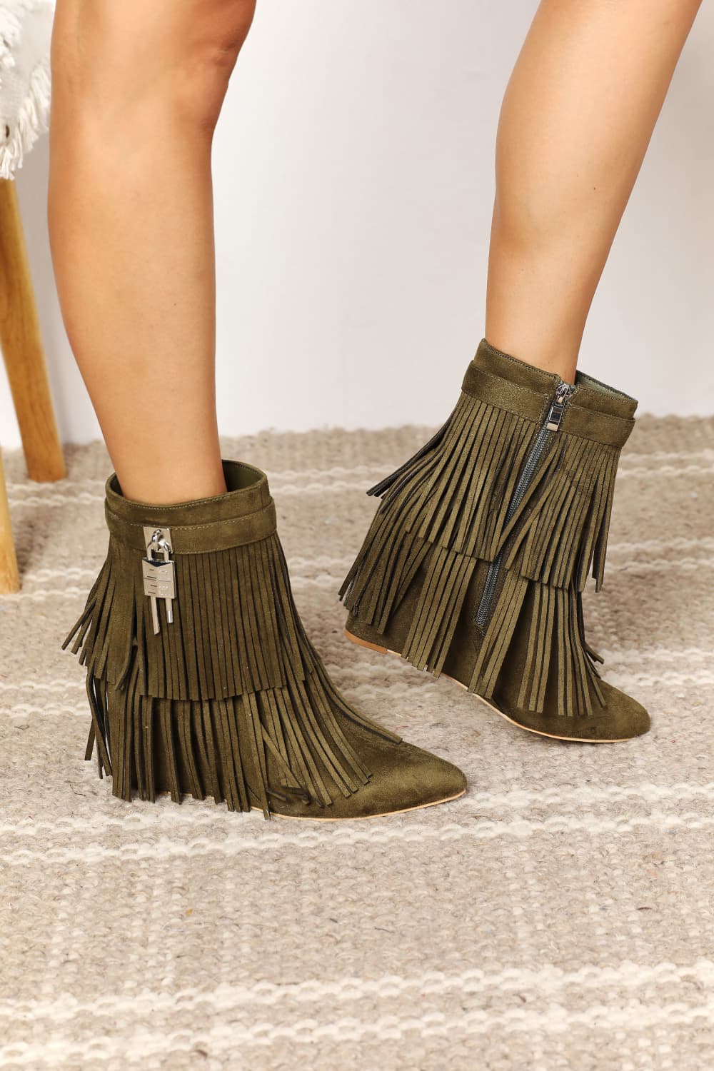 Tassel Wedge Heel Ankle Boots