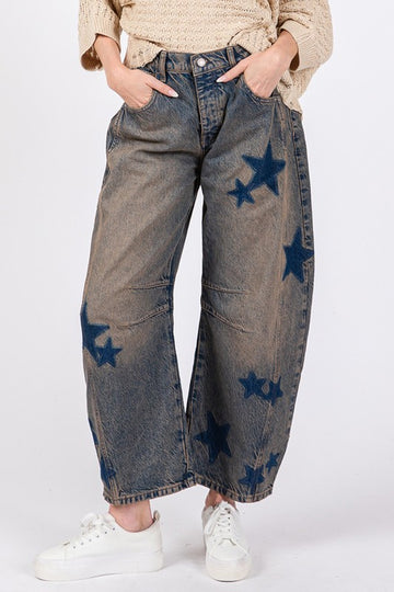 SAGE + FIG LUXE Star Wide Leg Jeans with Pockets