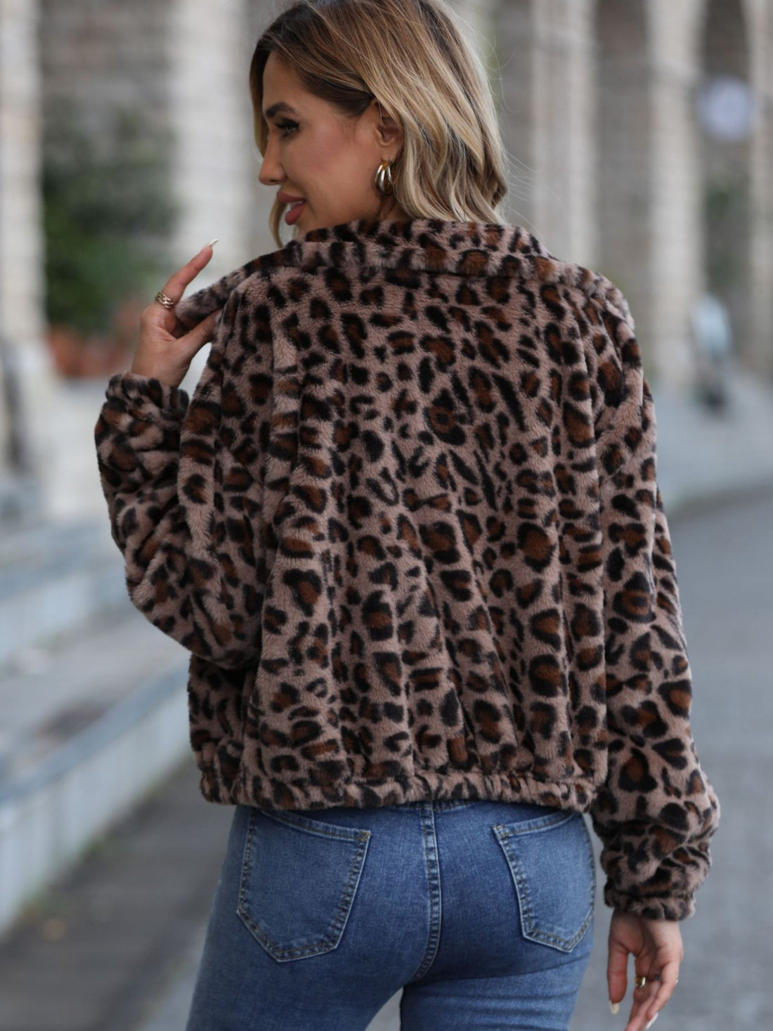 Leopard Zip Up Jacket