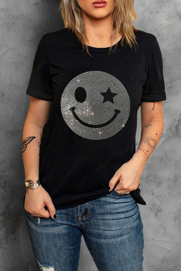 Rhinestone Smiley Face T-Shirt