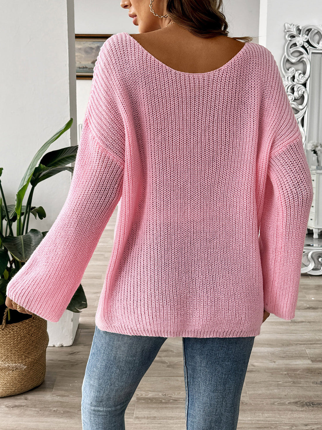 Bow-Kissed Boat Neck Sweater