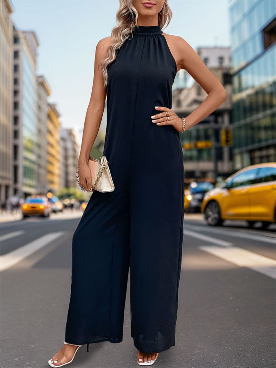 Lola Perfee Tied Grecian Wide Leg Jumpsuit