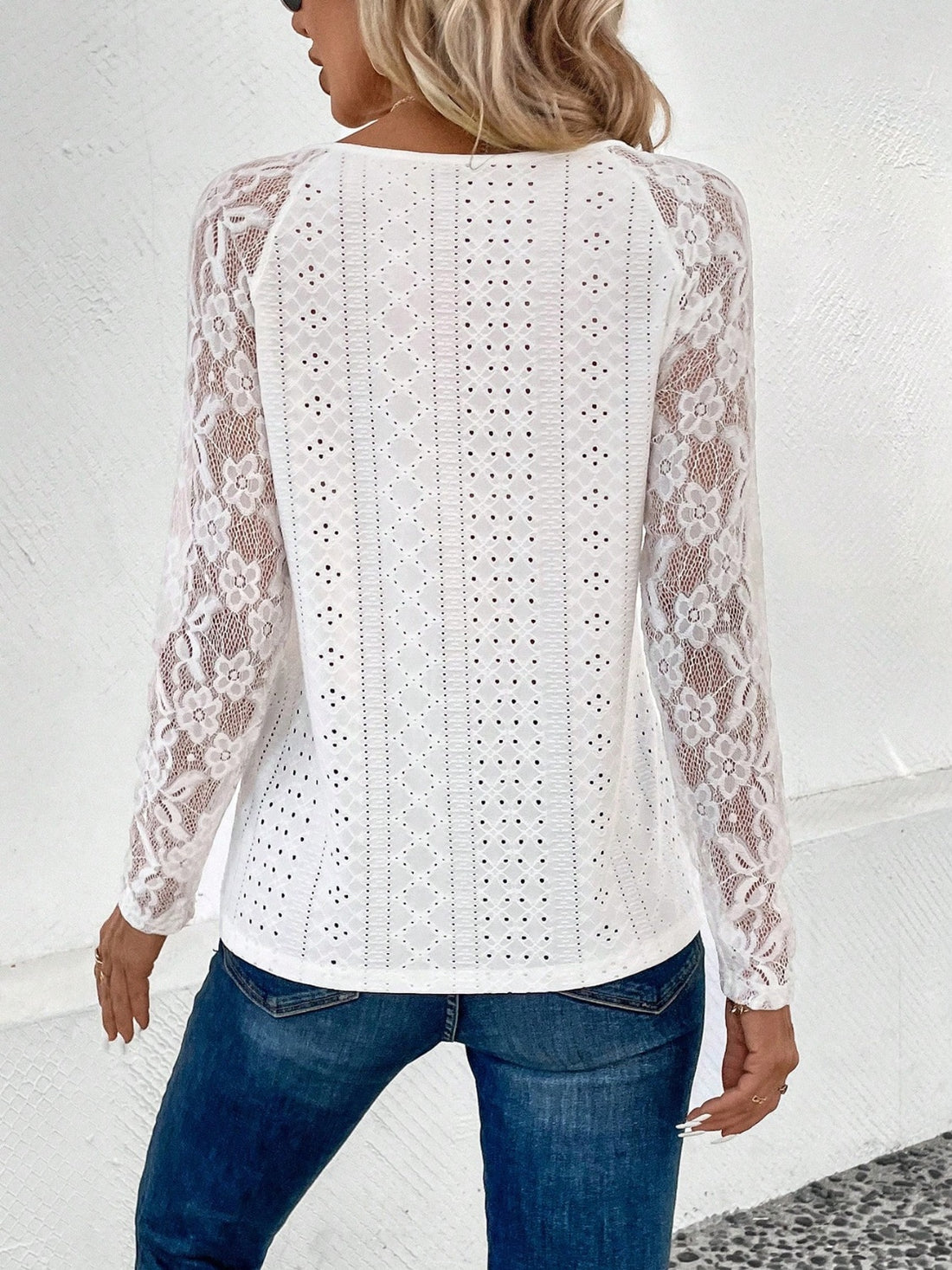 I Am Loved Lace Eyelet Blouse