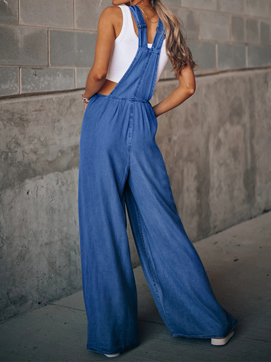 Wide Leg Denim Overalls