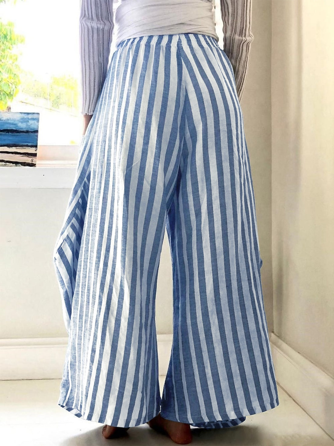 Boho-Striped Wide Leg Pants