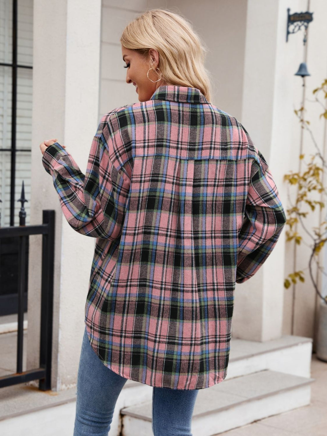 Pocketed Plaid Flannel Shirt