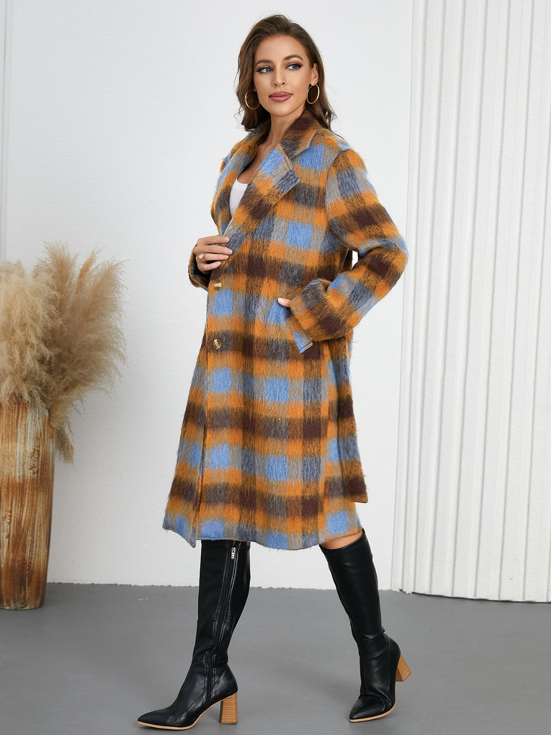 Evelyn Luxe Tied Plaid Coat