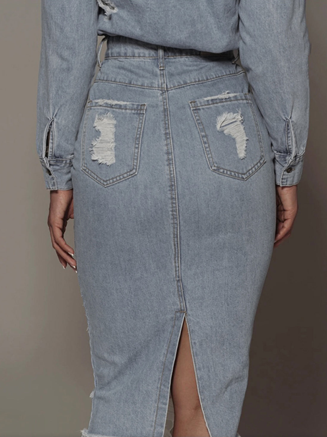 Slit Denim Skirt