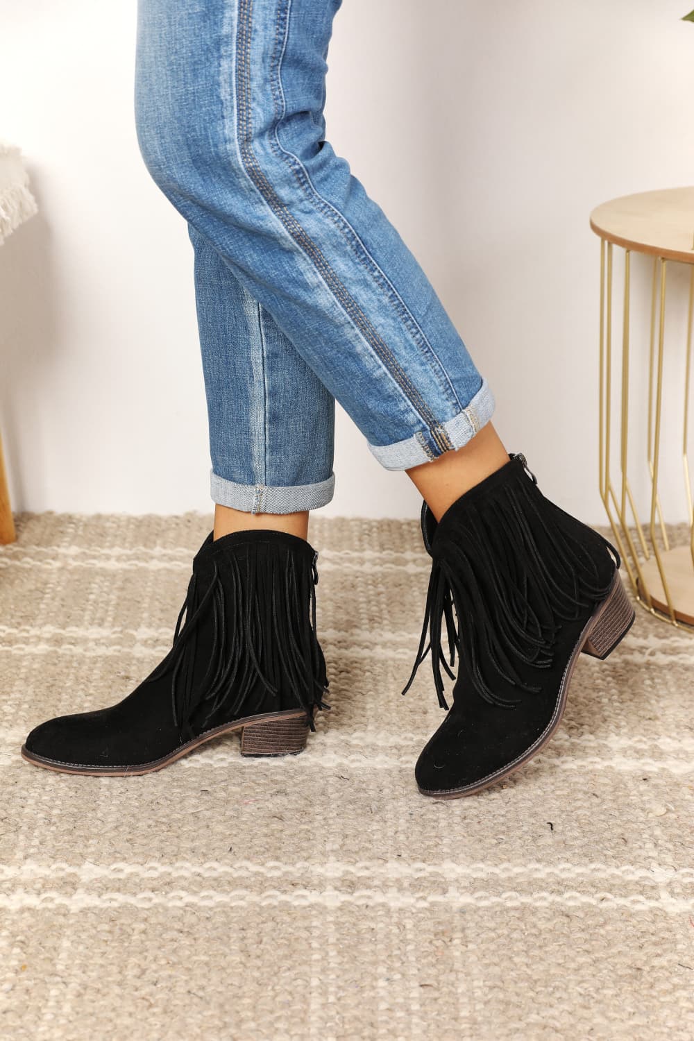 Fringe Cowboy Ankle Boots