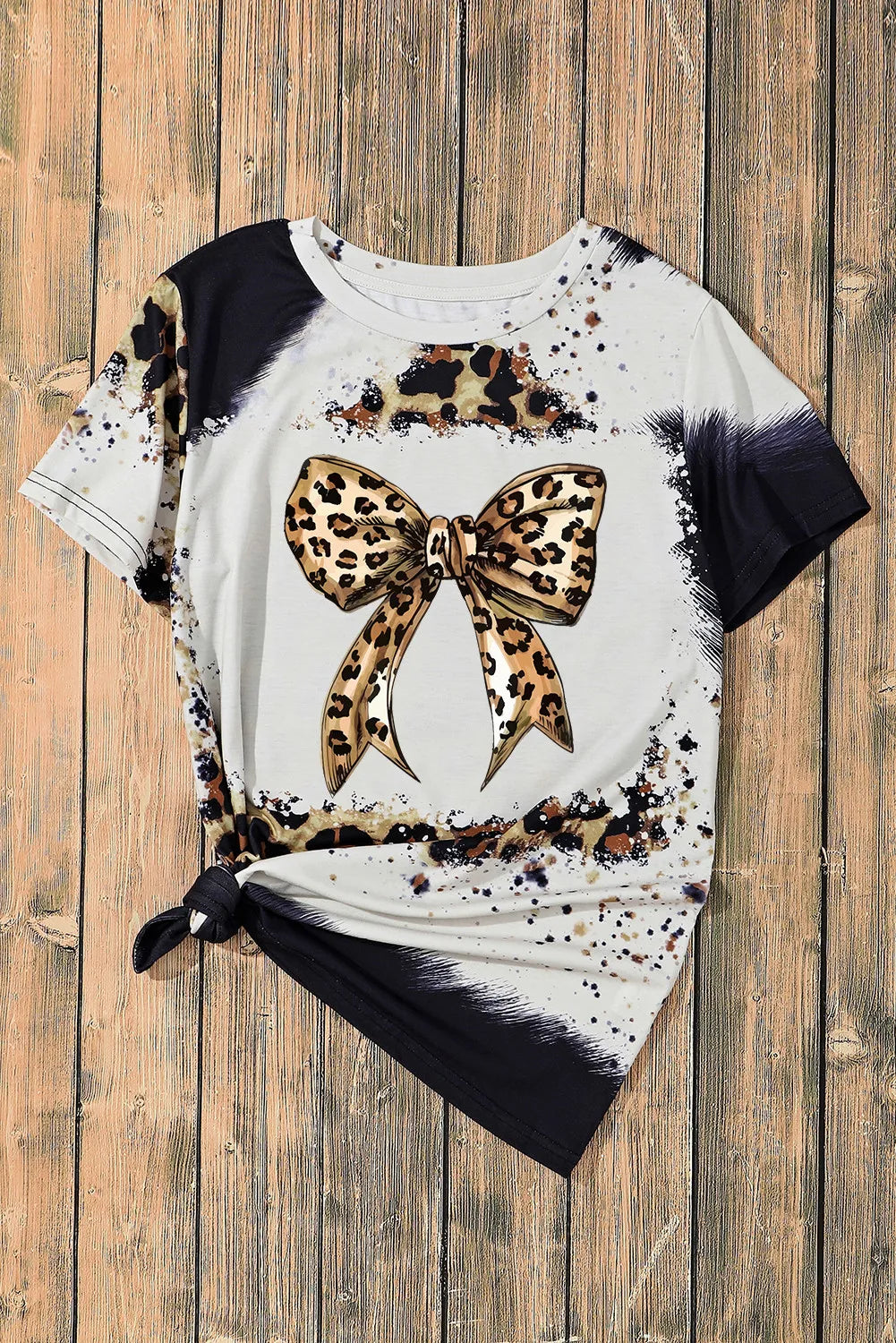 Bow Graphic Leopard T-Shirt