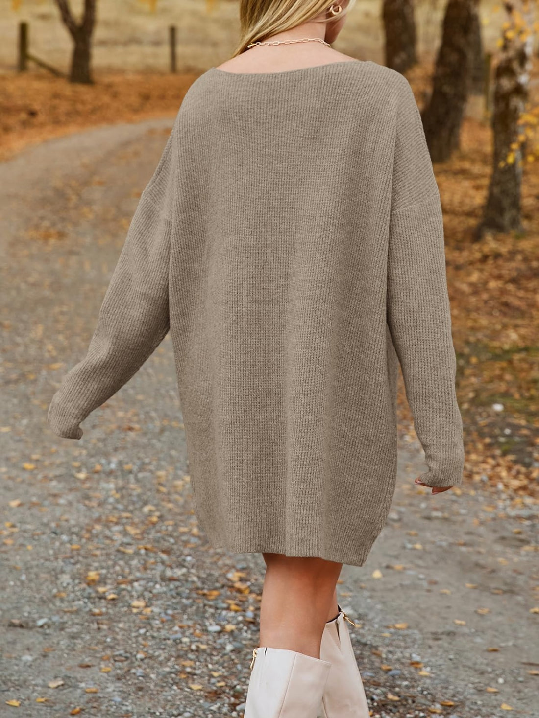 Serenity V-Neck Dropped Shoulder Sweater Dress