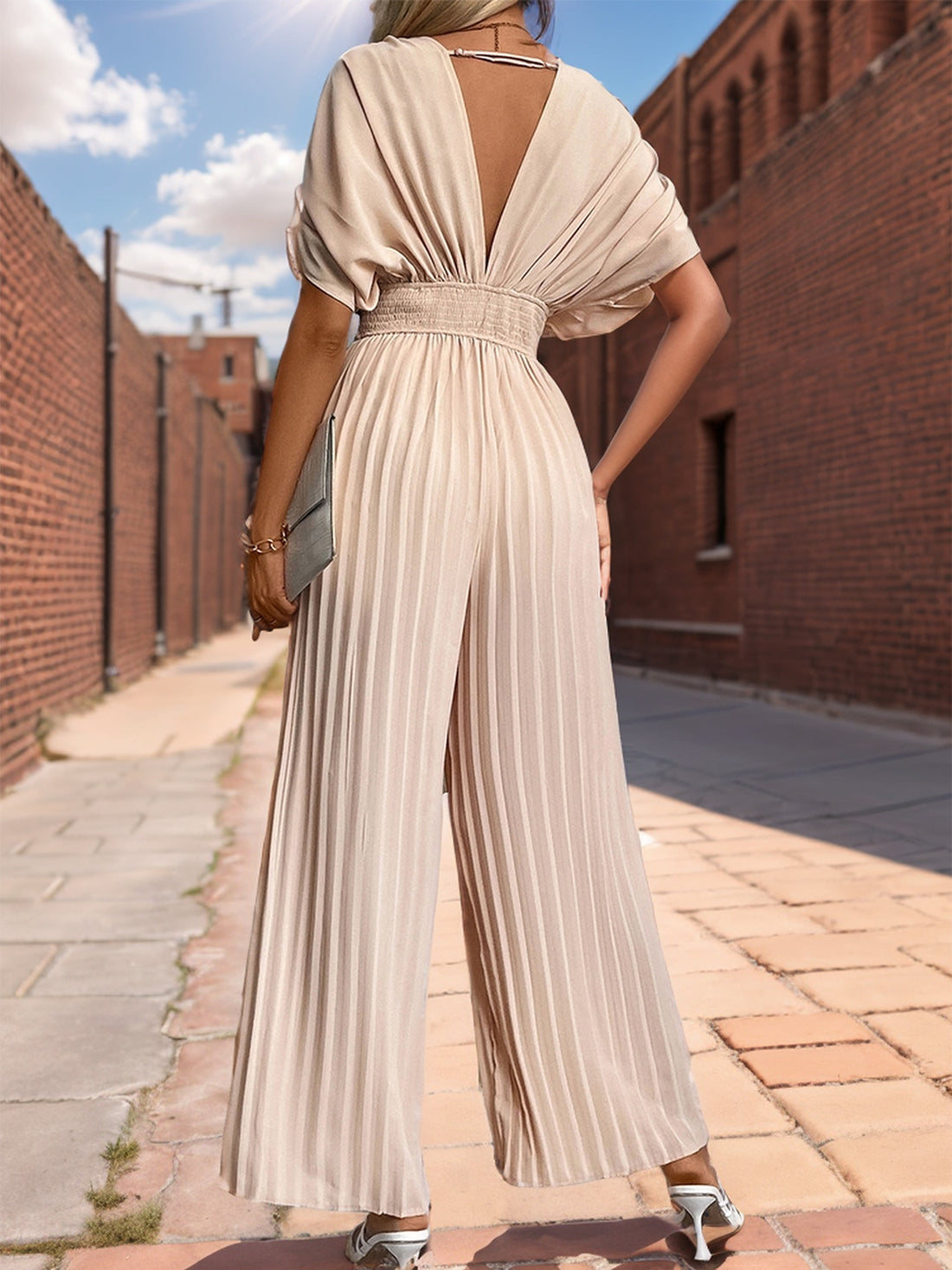 Pleated Wide Leg Jumpsuit