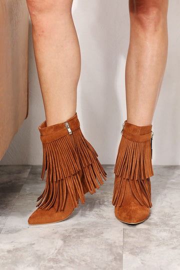 Tassel Heel Ankle Boots