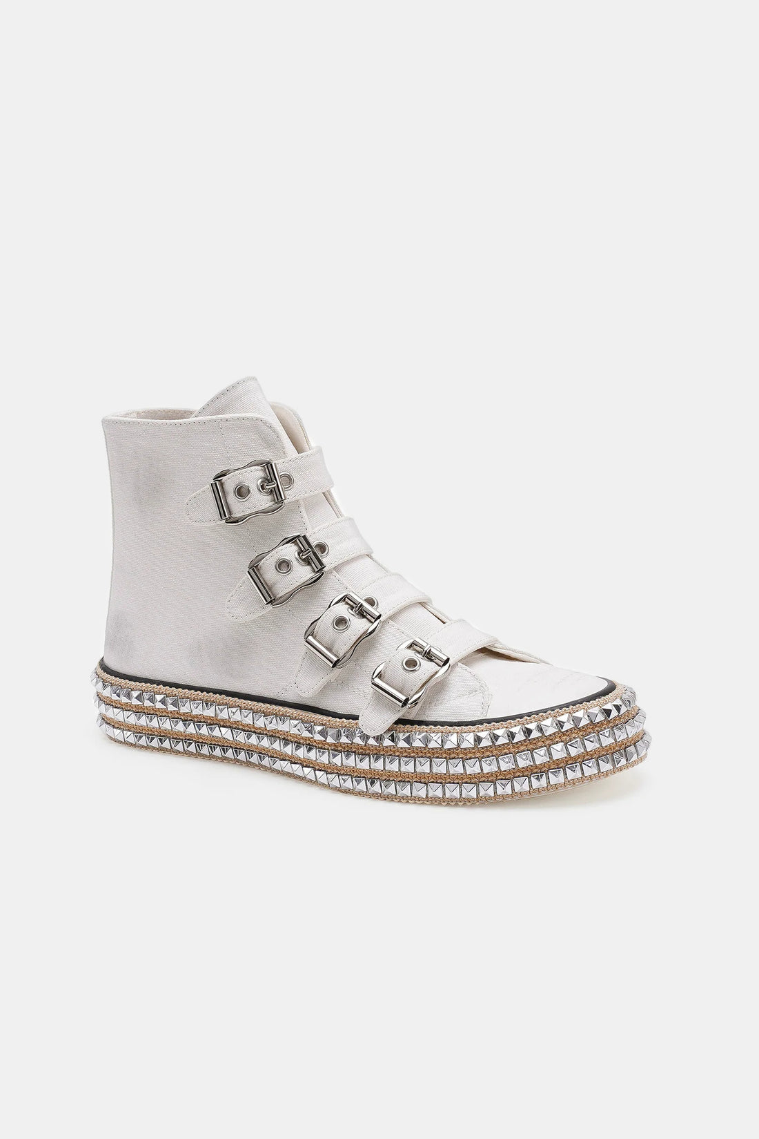 Beast Fashion LUXE Multi-Buckle Straps Studded Platform Sneakers